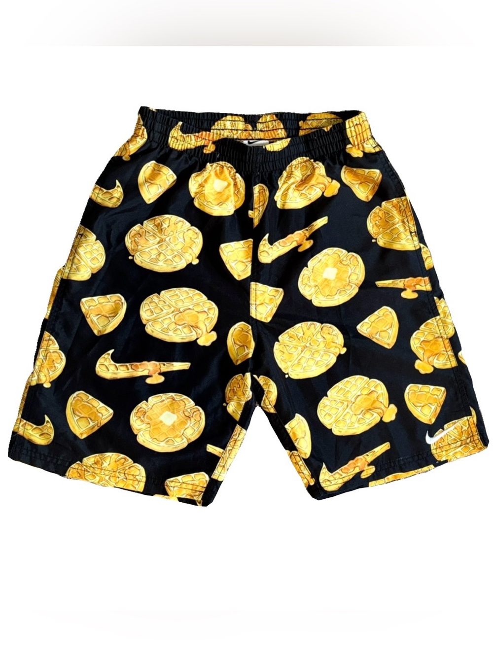 Nike Black Shorts with Yellow Gold Waffle Print swim shorts board shorts